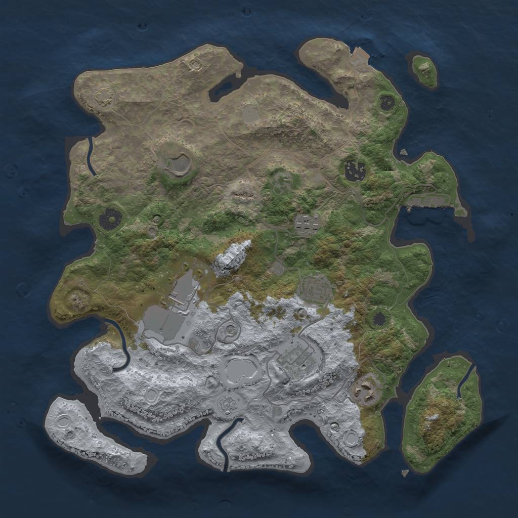 Rust Map: Procedural Map, Size: 3500, Seed: 547388427, 14 Monuments