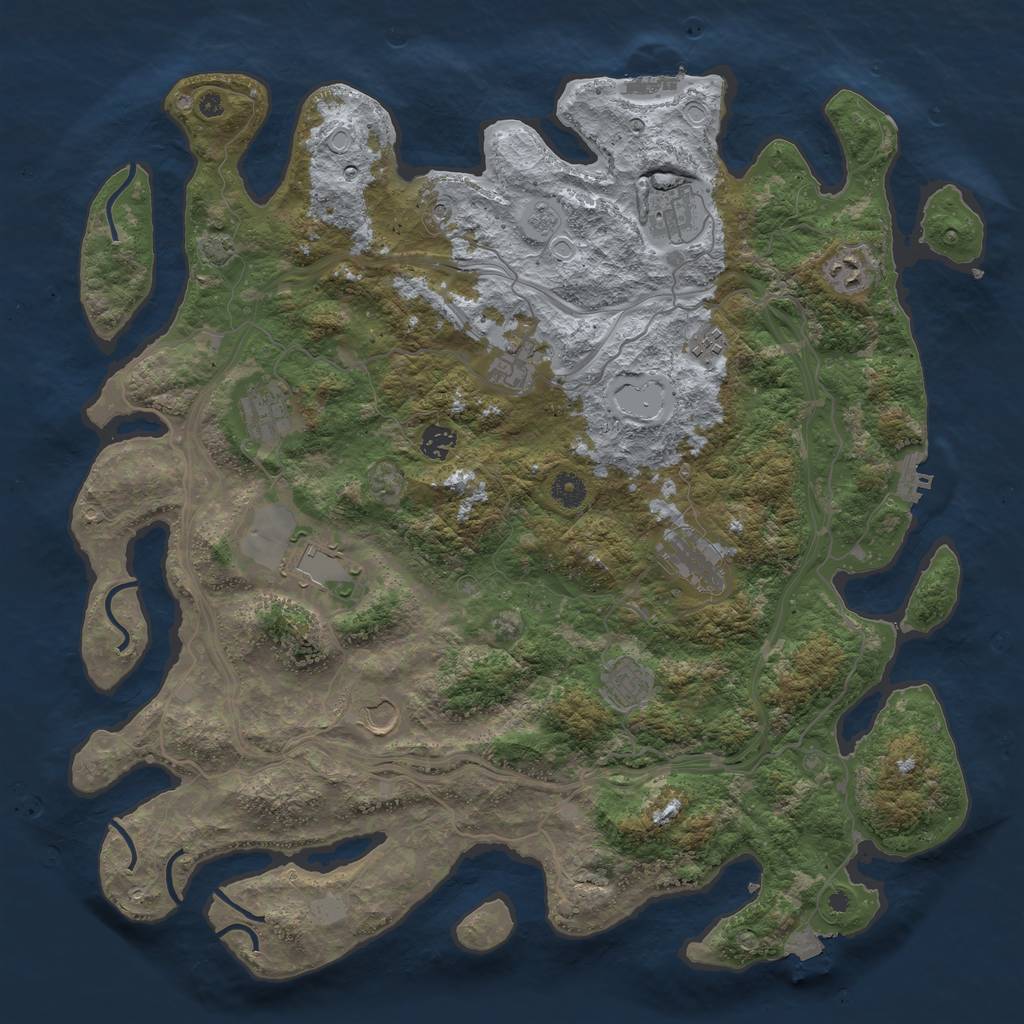 Rust Map: Procedural Map, Size: 4400, Seed: 1446548359, 18 Monuments