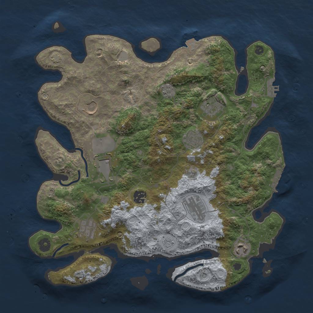 Rust Map: Procedural Map, Size: 3600, Seed: 918757685, 17 Monuments
