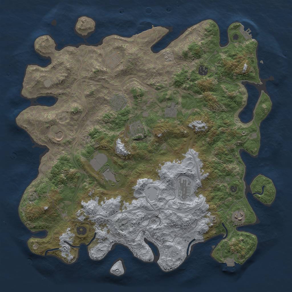 Rust Map: Procedural Map, Size: 4400, Seed: 38446649, 18 Monuments