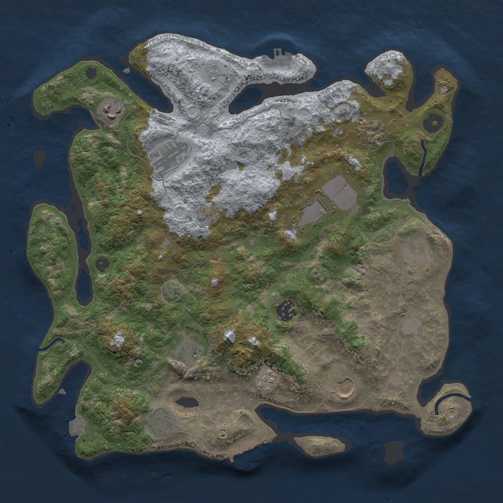 Rust Map: Procedural Map, Size: 3800, Seed: 575866705, 18 Monuments