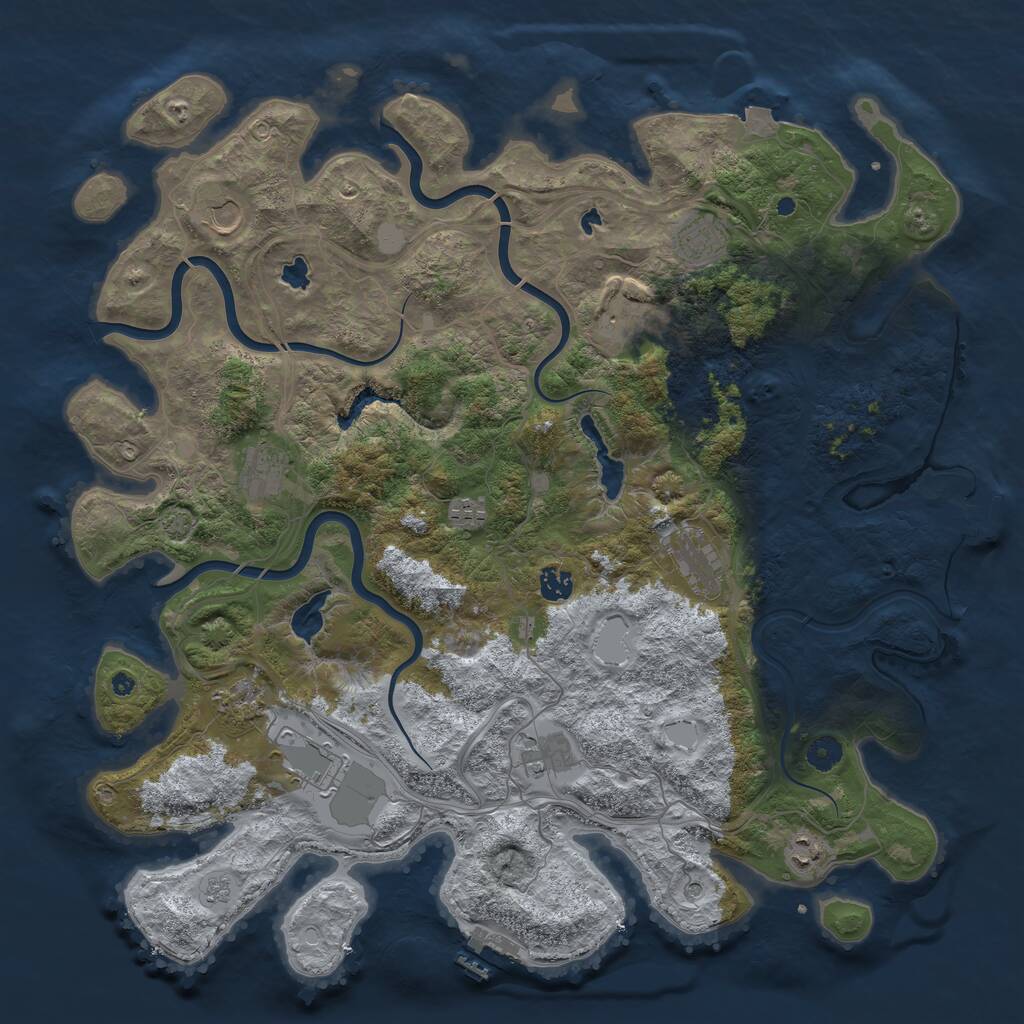 Rust Map: Procedural Map, Size: 4500, Seed: 4596, 17 Monuments