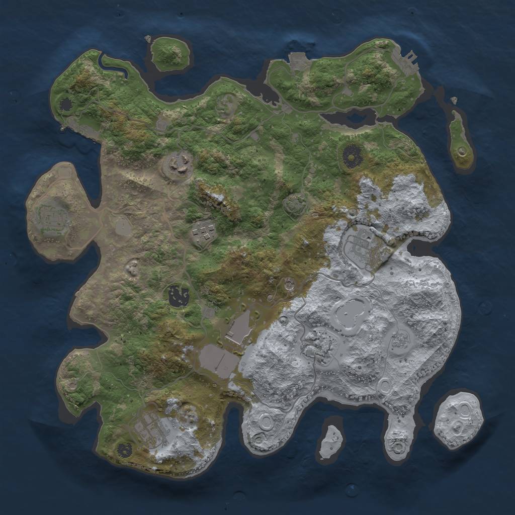 Rust Map: Procedural Map, Size: 3500, Seed: 2136294105, 16 Monuments