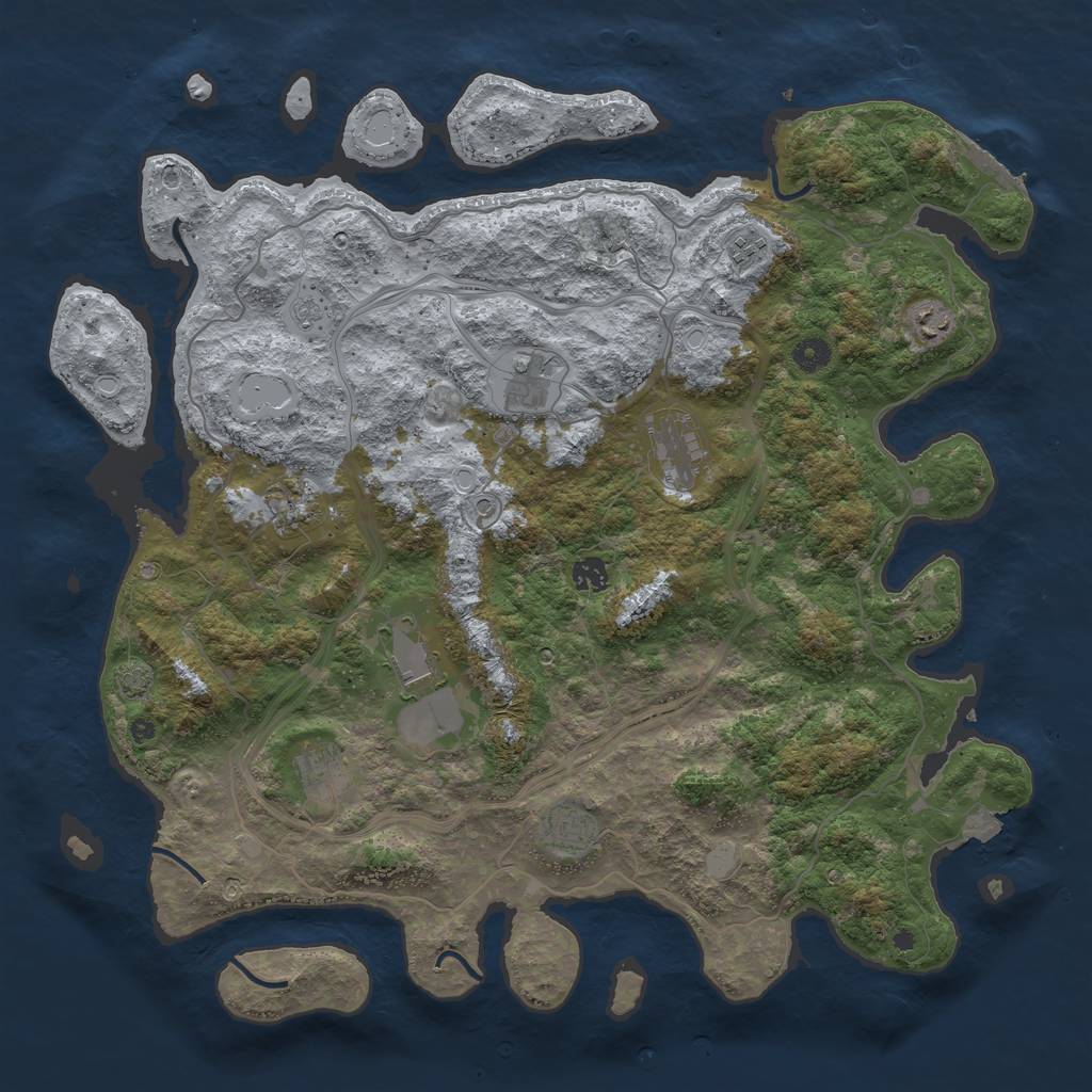 Rust Map: Procedural Map, Size: 4500, Seed: 1129714257, 16 Monuments