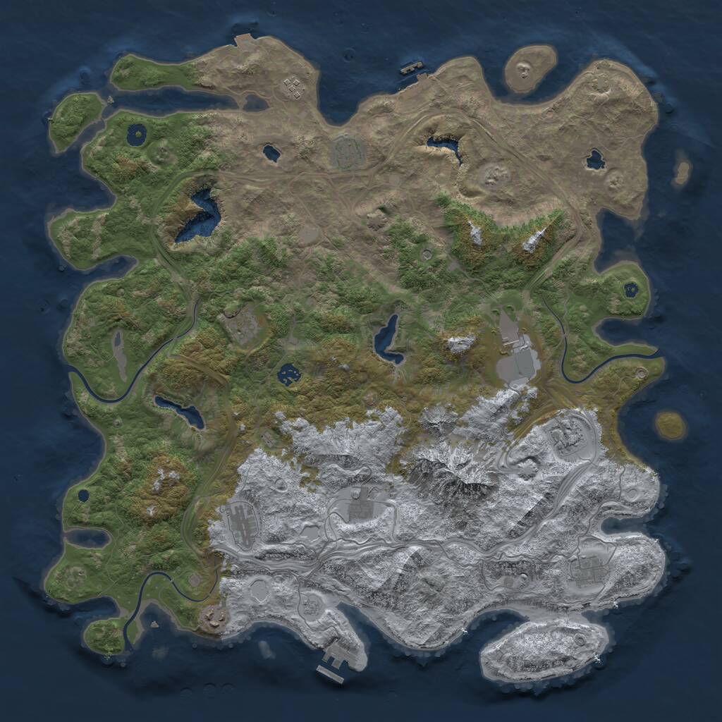 Rust Map: Procedural Map, Size: 5000, Seed: 3214789, 16 Monuments