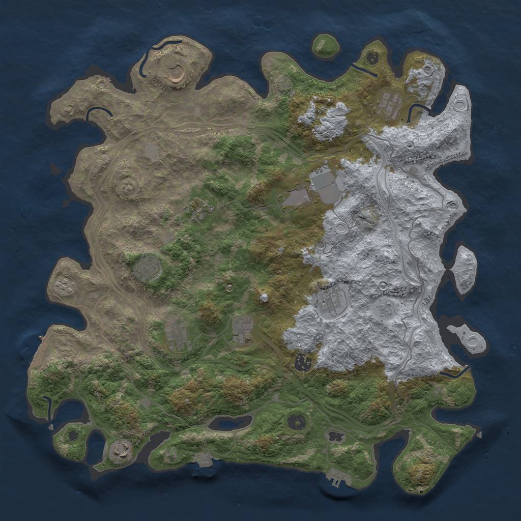 Rust Map: Procedural Map, Size: 4400, Seed: 87398722, 19 Monuments