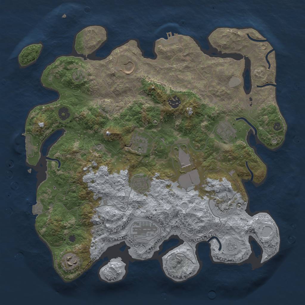 Rust Map: Procedural Map, Size: 3700, Seed: 623328411, 18 Monuments