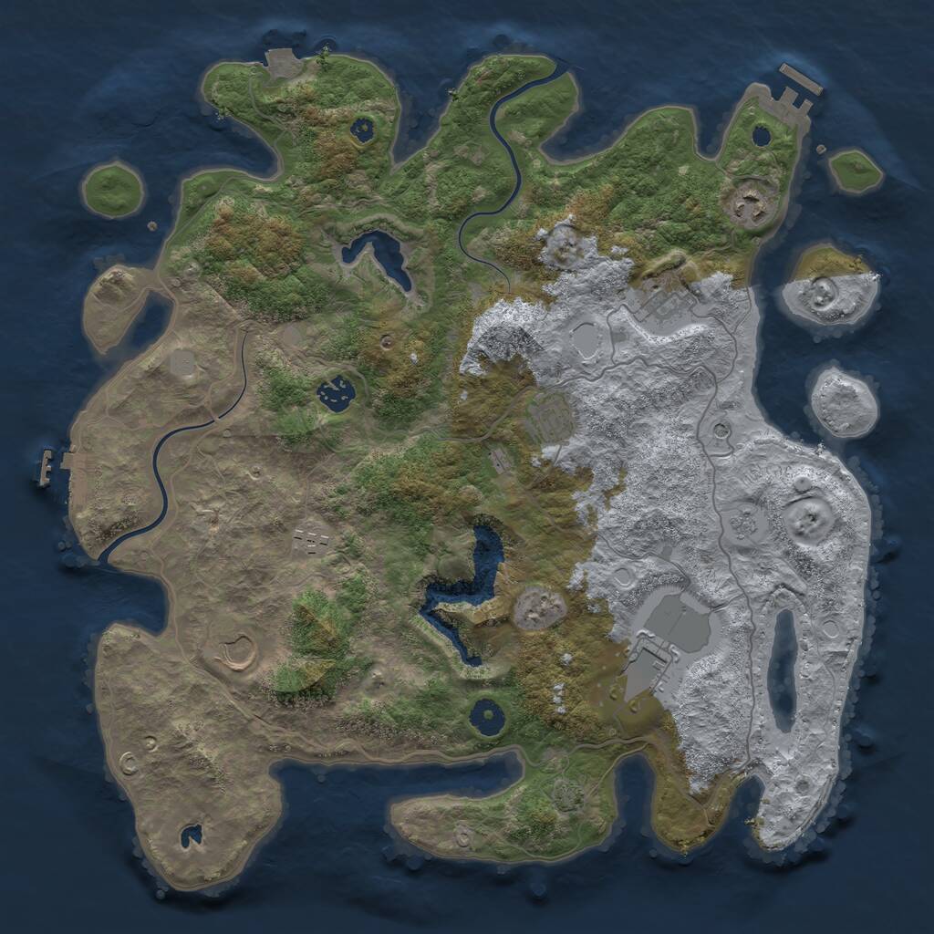 Rust Map: Procedural Map, Size: 4000, Seed: 2408, 13 Monuments