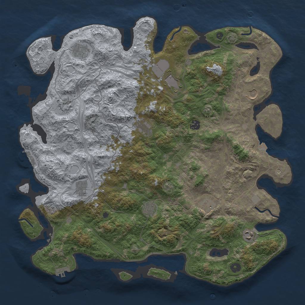 Rust Map: Procedural Map, Size: 4500, Seed: 528680227, 19 Monuments