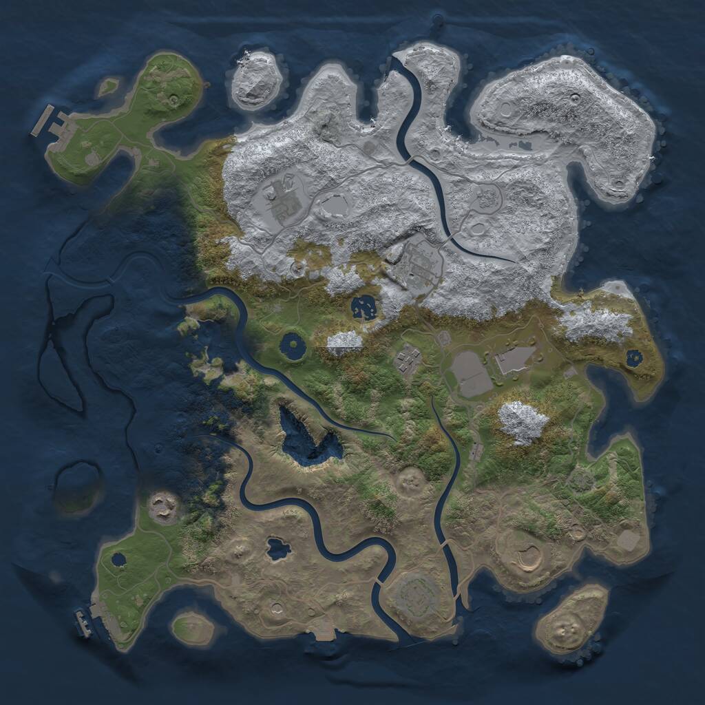 Rust Map: Procedural Map, Size: 4050, Seed: 625105617, 14 Monuments