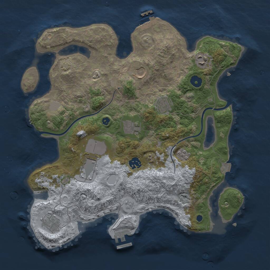 Rust Map: Procedural Map, Size: 3500, Seed: 814758174, 13 Monuments