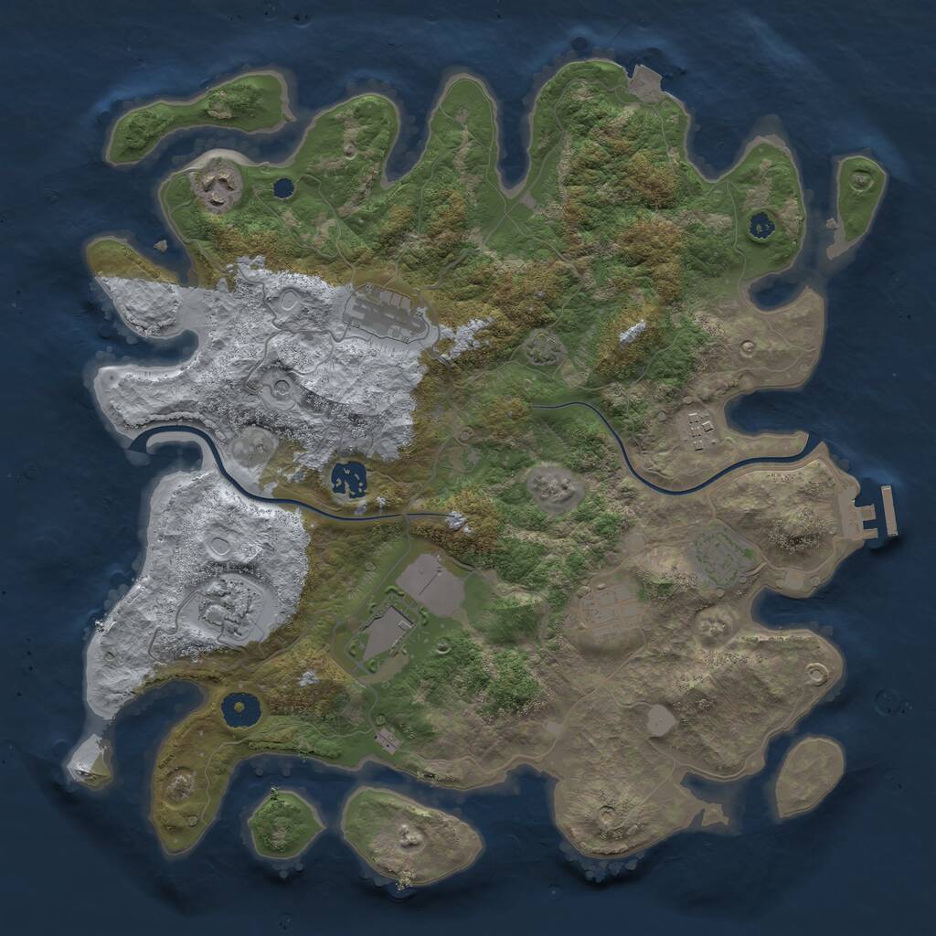 Rust Map: Procedural Map, Size: 3750, Seed: 9212023, 12 Monuments