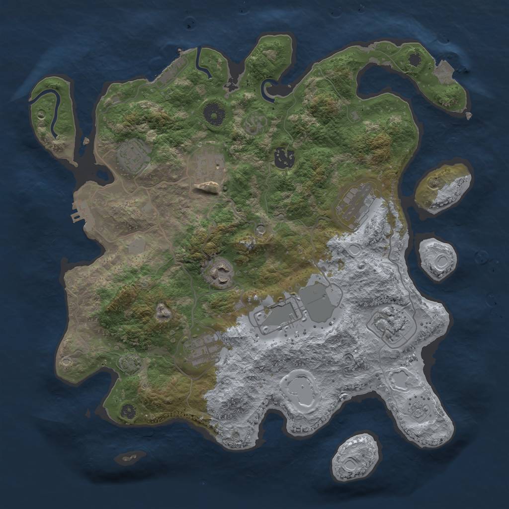 Rust Map: Procedural Map, Size: 3500, Seed: 2068101196, 16 Monuments