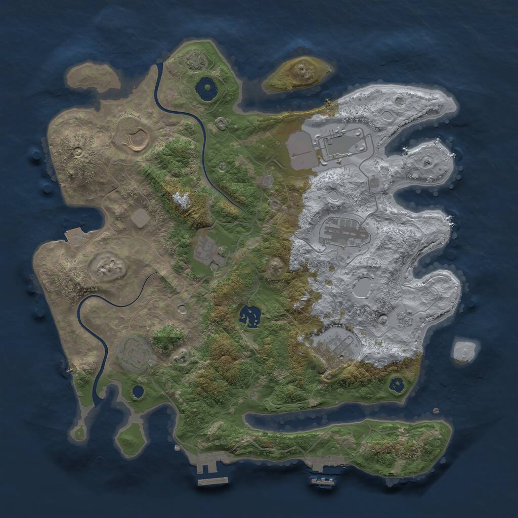 Rust Map: Procedural Map, Size: 3500, Seed: 572507930, 13 Monuments