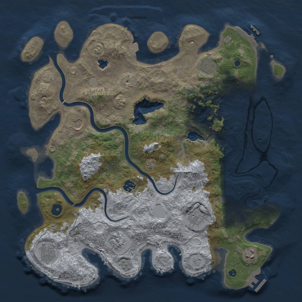 Rust Map: Procedural Map, Size: 4000, Seed: 82932, 14 Monuments