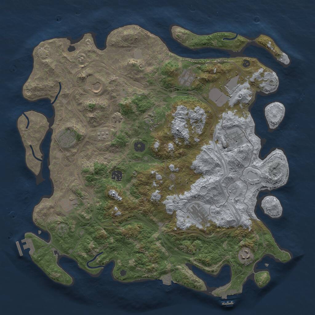 Rust Map: Procedural Map, Size: 4250, Seed: 2118734604, 17 Monuments
