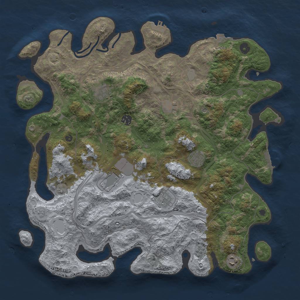 Rust Map: Procedural Map, Size: 4250, Seed: 1245344386, 16 Monuments