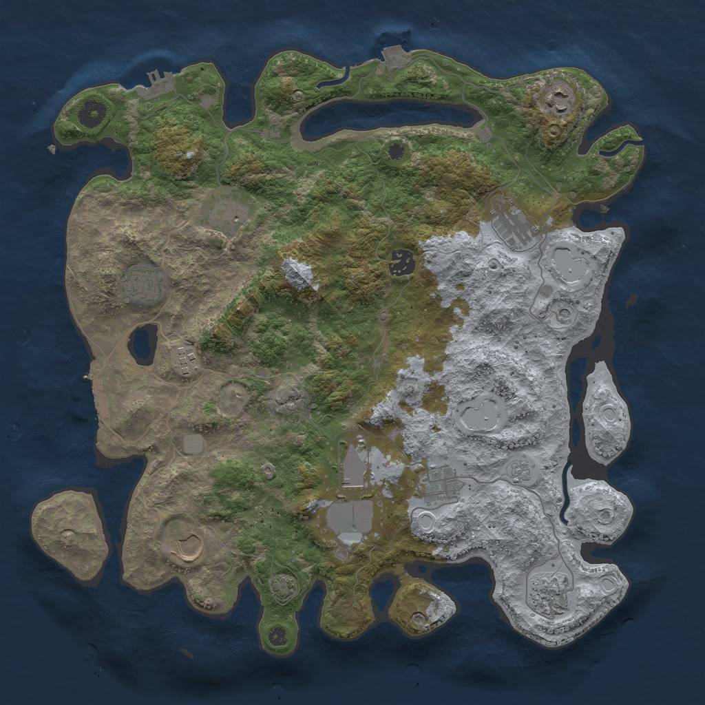 Rust Map: Procedural Map, Size: 3900, Seed: 54273681, 18 Monuments