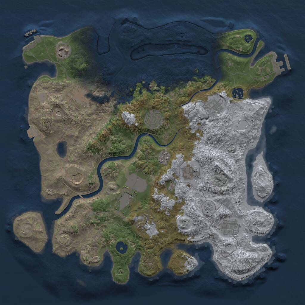 Rust Map: Procedural Map, Size: 3900, Seed: 54273681, 17 Monuments