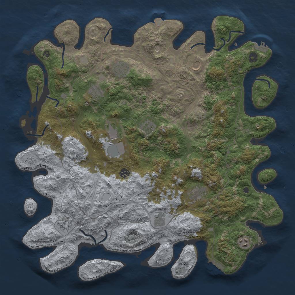 Rust Map: Procedural Map, Size: 4500, Seed: 5699, 19 Monuments