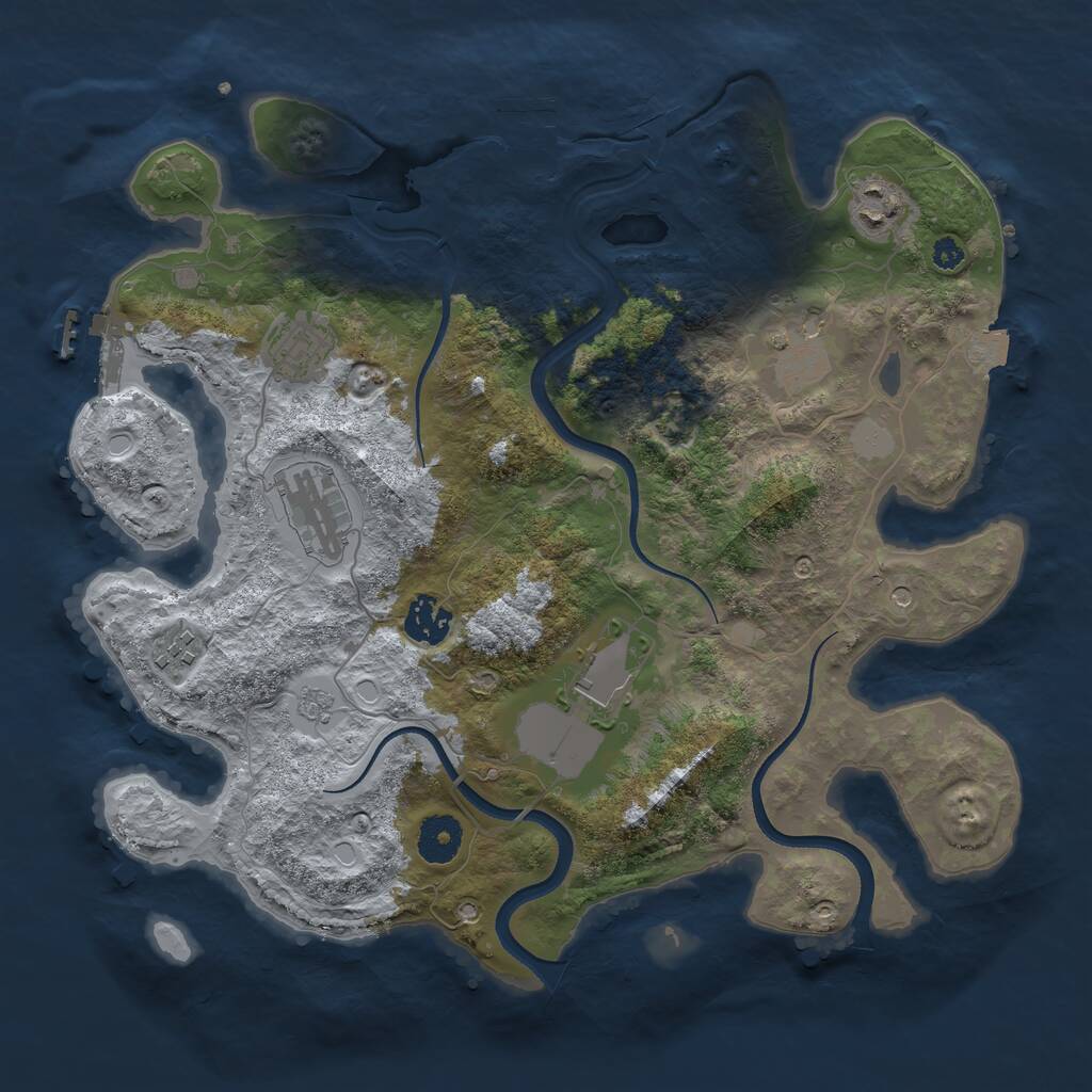 Rust Map: Procedural Map, Size: 3500, Seed: 7468157, 13 Monuments