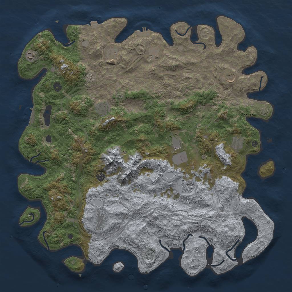 Rust Map: Procedural Map, Size: 5000, Seed: 2144373513, 19 Monuments