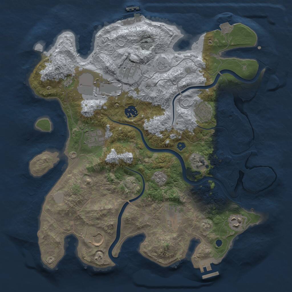 Rust Map: Procedural Map, Size: 3500, Seed: 1890021414, 15 Monuments