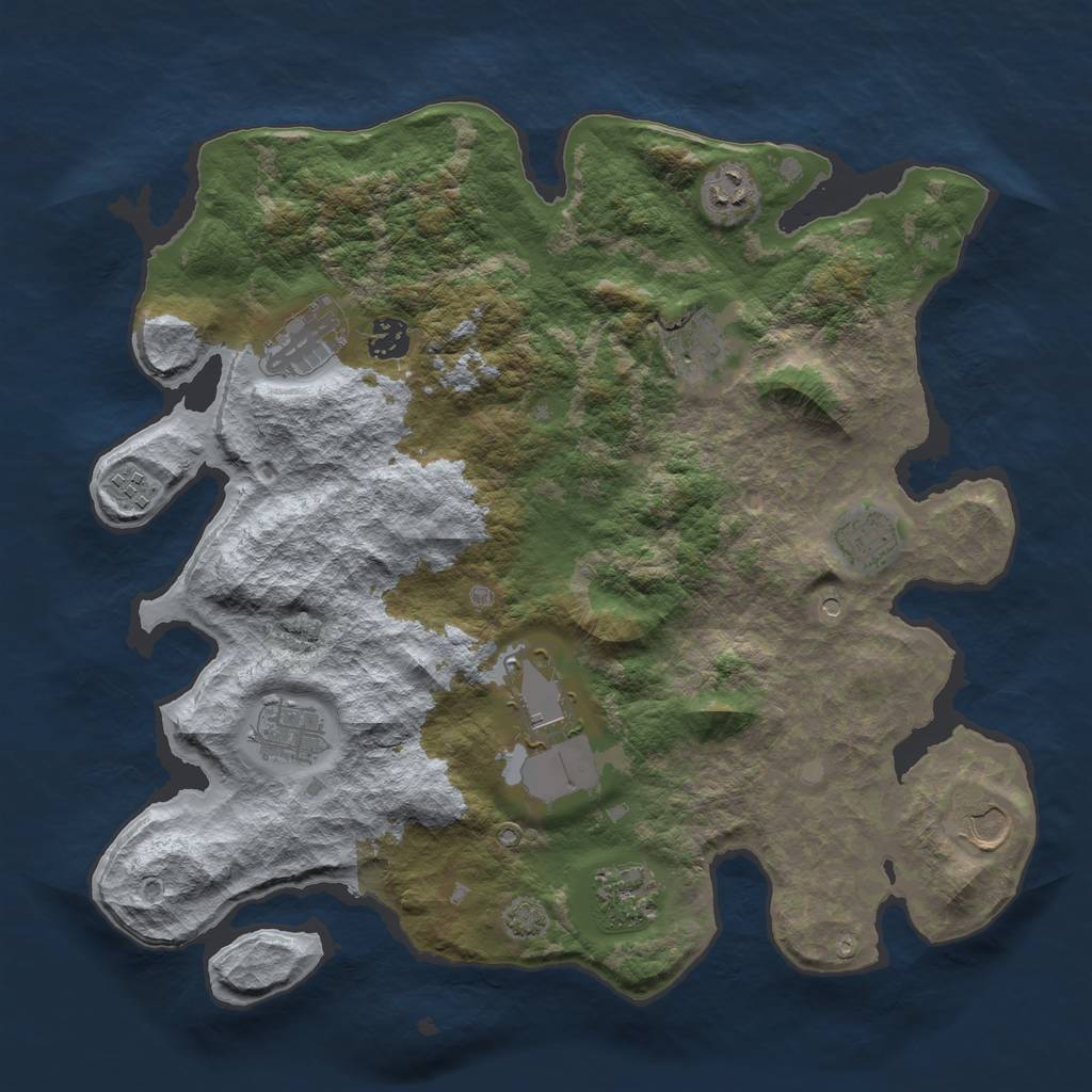 Rust Map: Barren, Size: 3800, Seed: 96190535, 14 Monuments
