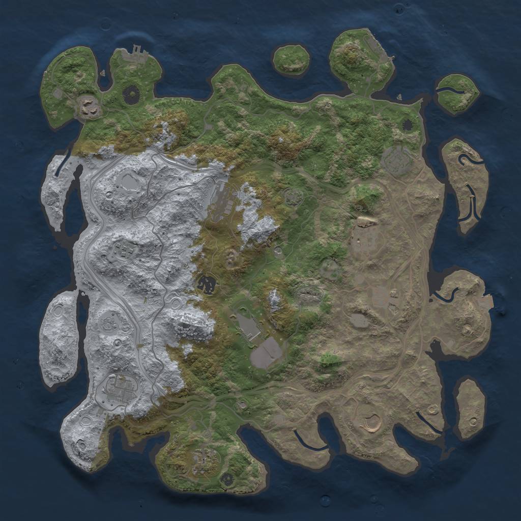 Rust Map: Procedural Map, Size: 4250, Seed: 84628483, 19 Monuments