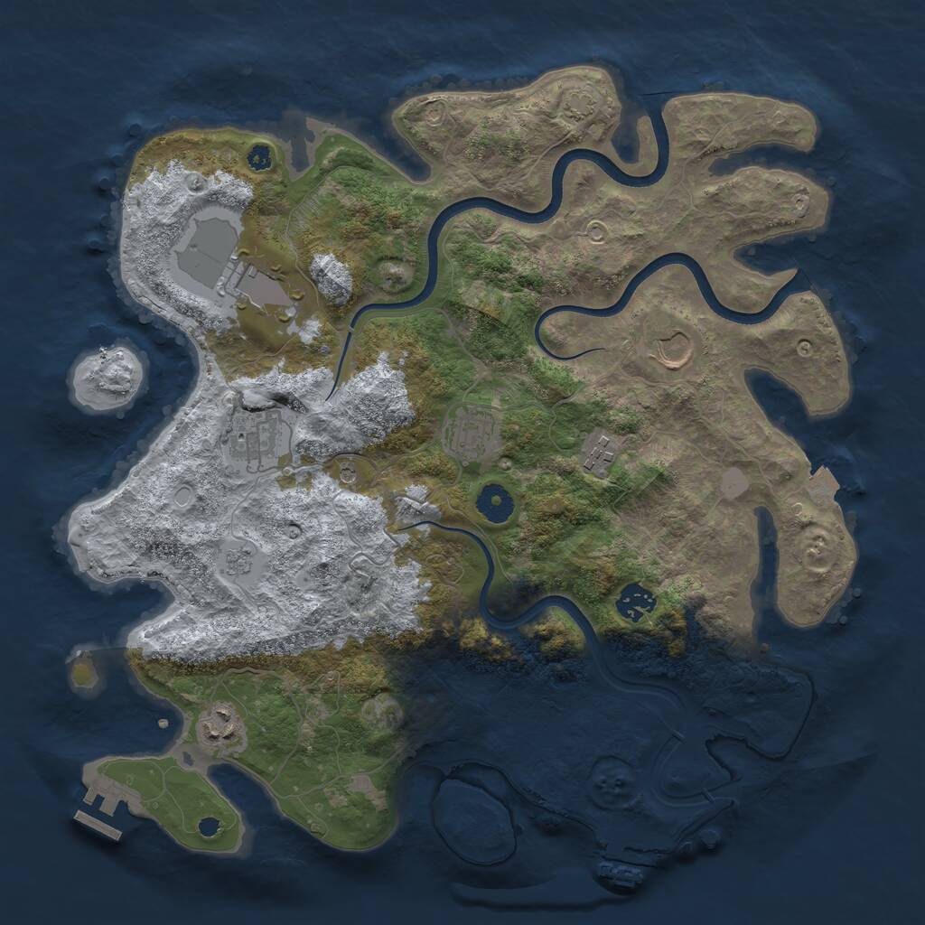 Rust Map: Procedural Map, Size: 3750, Seed: 65743504, 13 Monuments
