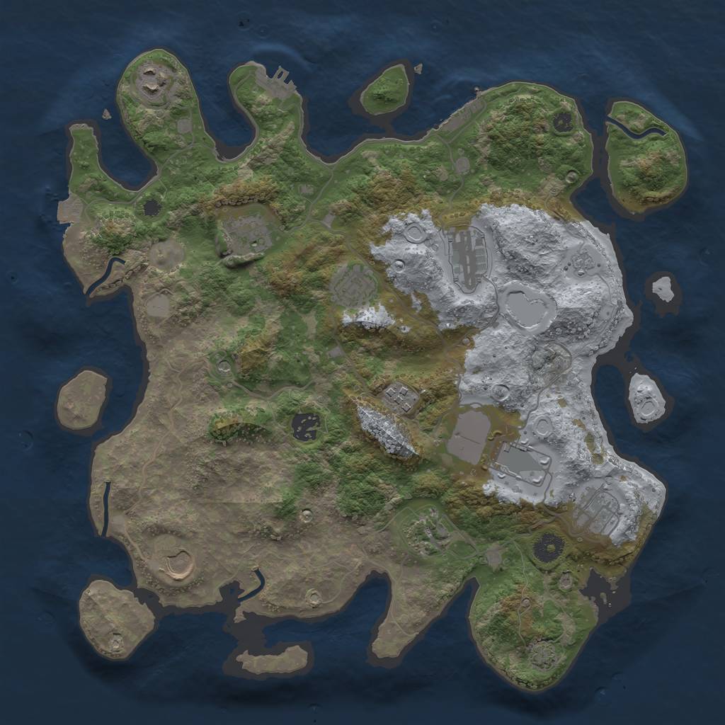 Rust Map: Procedural Map, Size: 3700, Seed: 1509631574, 18 Monuments