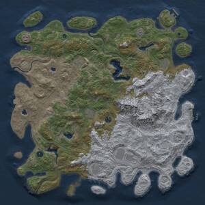 Thumbnail Rust Map: Procedural Map, Size: 5000, Seed: 273736, 16 Monuments