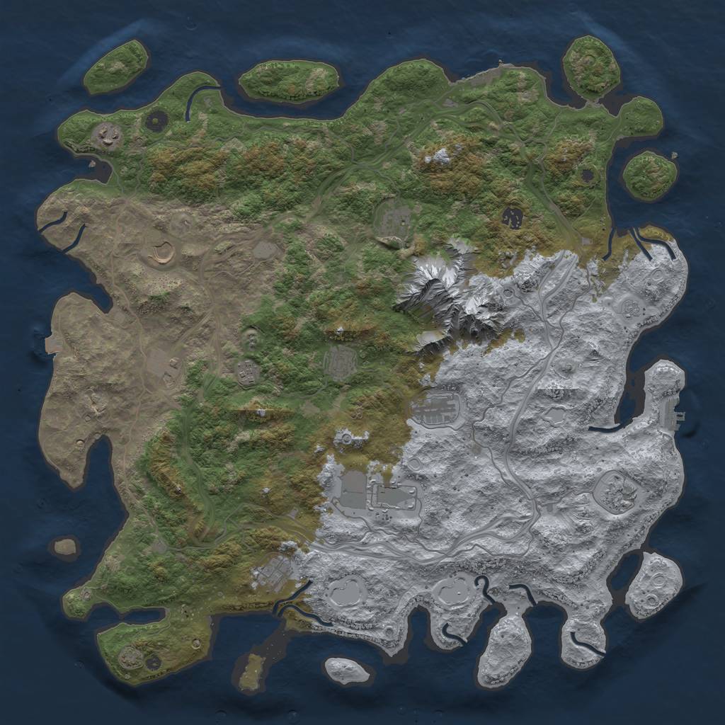 Rust Map: Procedural Map, Size: 5000, Seed: 273736, 19 Monuments