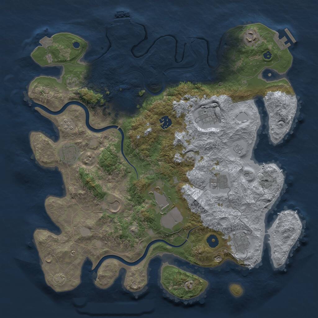 Rust Map: Procedural Map, Size: 3900, Seed: 53575711, 16 Monuments