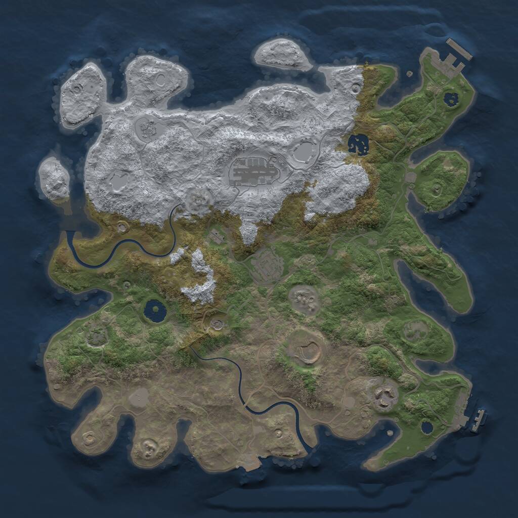 Rust Map: Procedural Map, Size: 3500, Seed: 1413328280, 11 Monuments