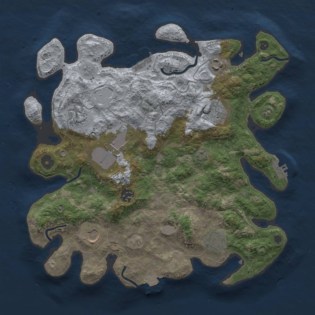 Rust Map: Procedural Map, Size: 3500, Seed: 1413328280, 15 Monuments