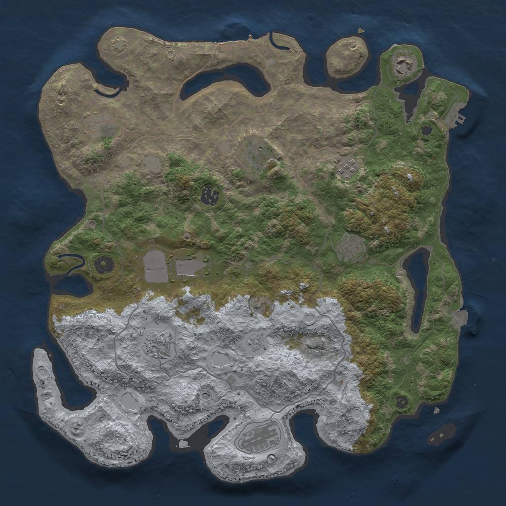 Rust Map: Procedural Map, Size: 4000, Seed: 2116777, 17 Monuments