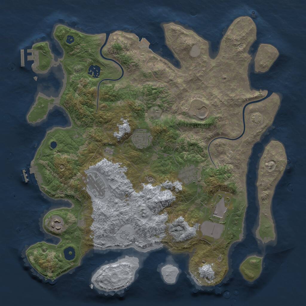 Rust Map: Procedural Map, Size: 3650, Seed: 63837250, 13 Monuments
