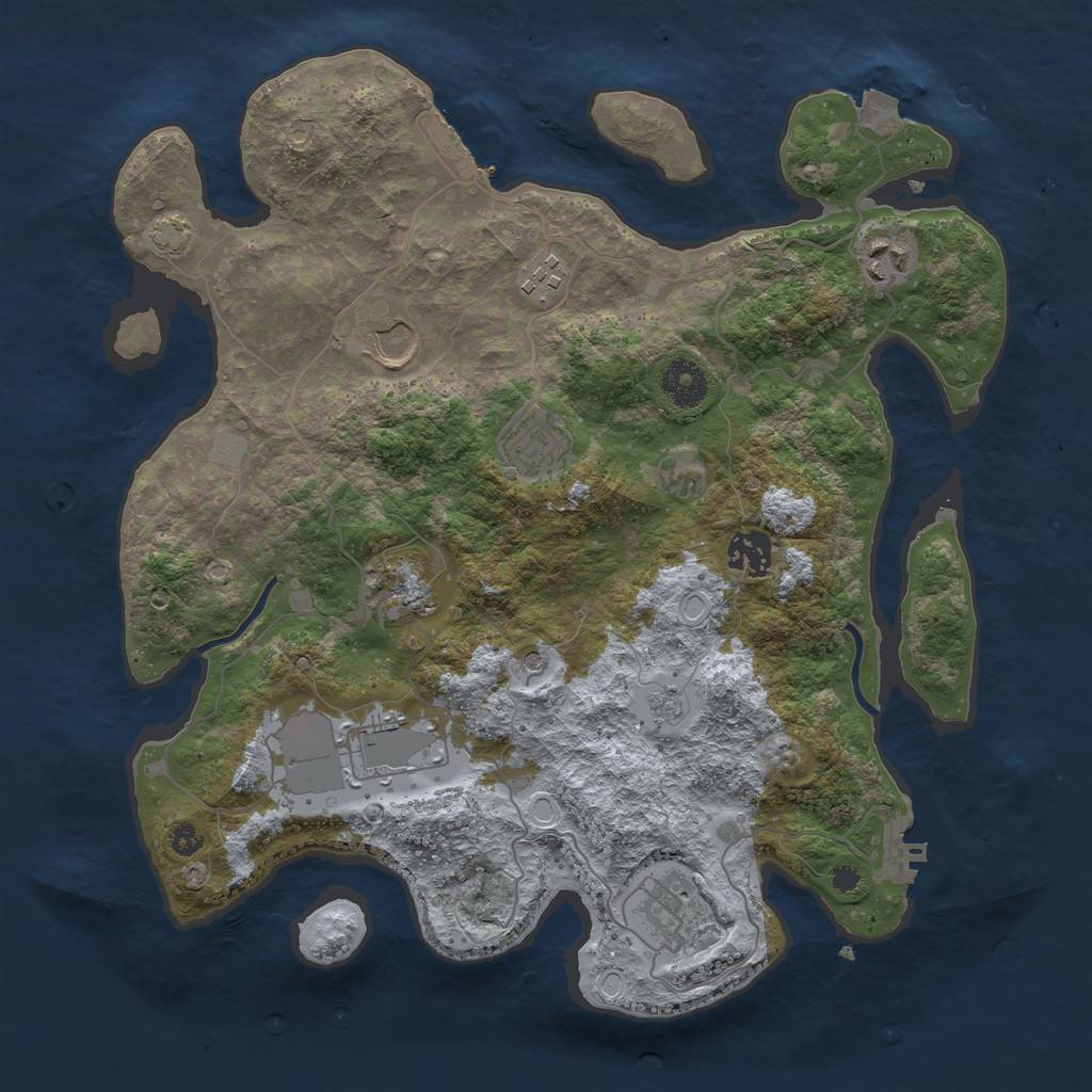 Rust Map: Procedural Map, Size: 3500, Seed: 52118965, 16 Monuments