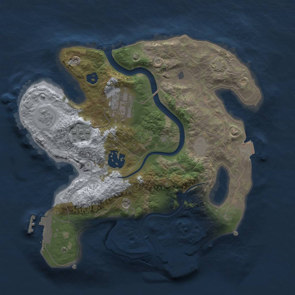 Rust Map: Procedural Map, Size: 2500, Seed: 1692658648, 9 Monuments