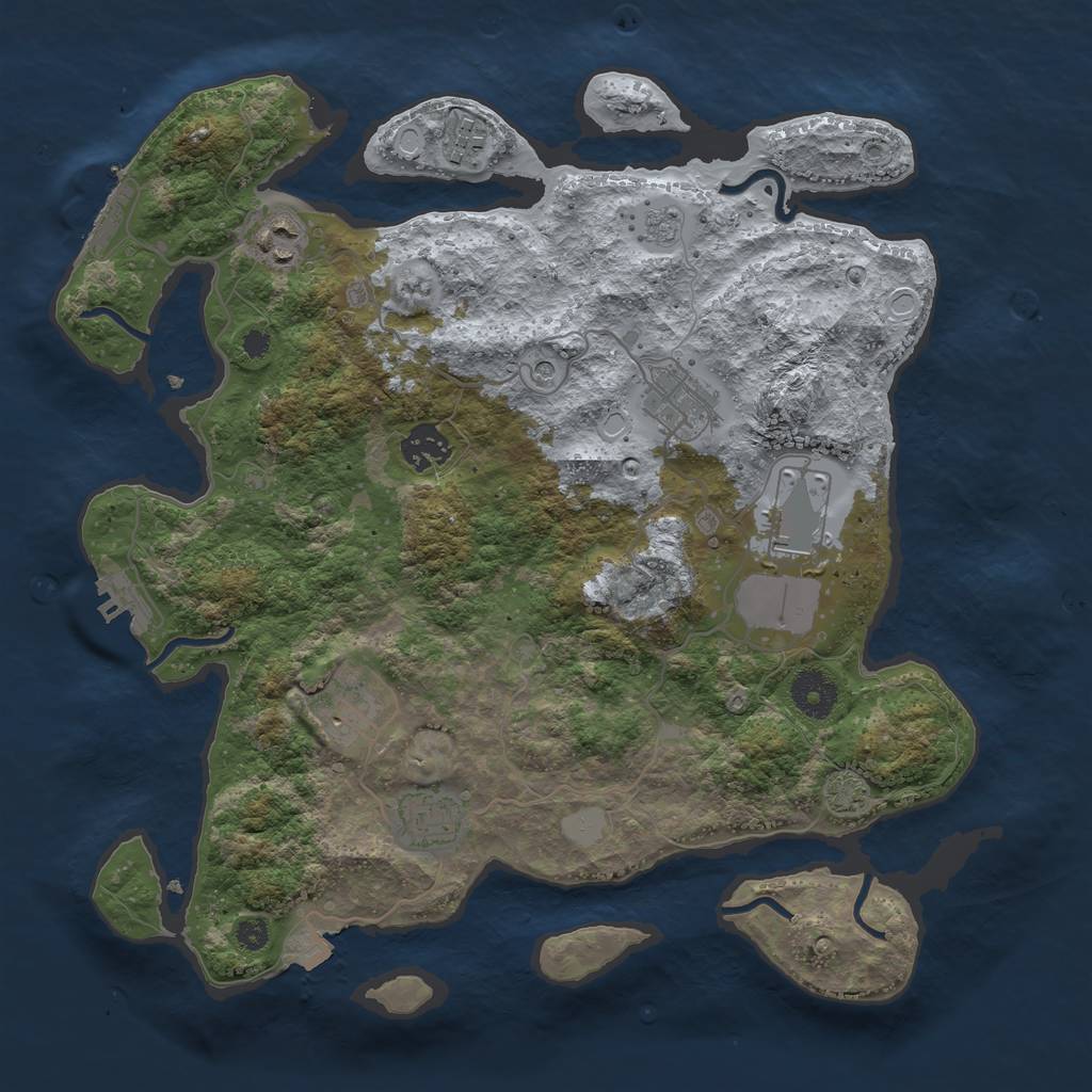 Rust Map: Procedural Map, Size: 3500, Seed: 541249792, 15 Monuments