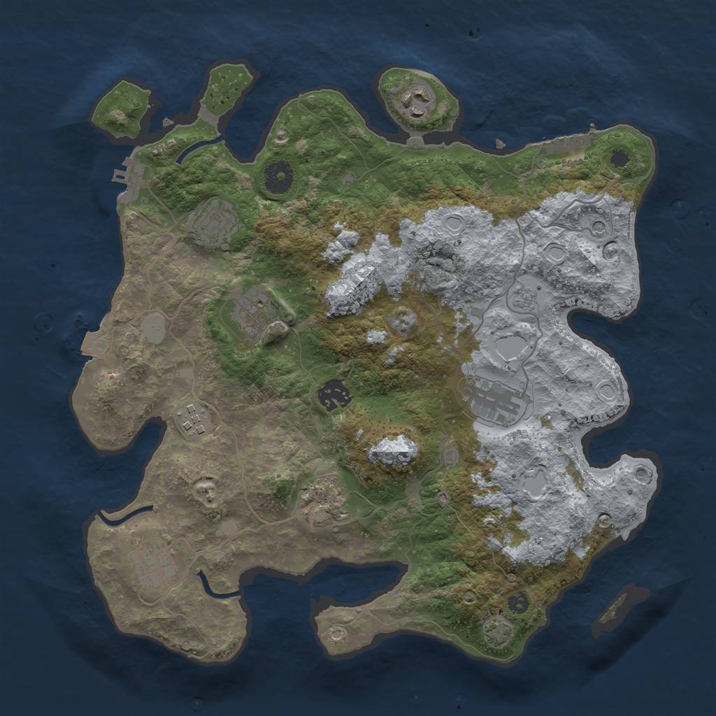 Rust Map: Procedural Map, Size: 3450, Seed: 8195430, 16 Monuments