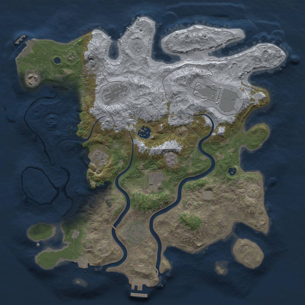 Rust Map: Procedural Map, Size: 3700, Seed: 1073328280, 14 Monuments