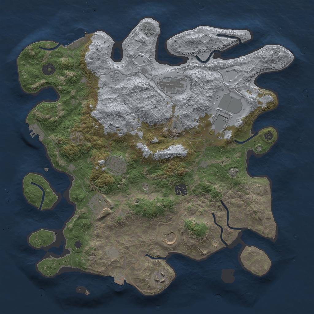 Rust Map: Procedural Map, Size: 3700, Seed: 1073328280, 16 Monuments