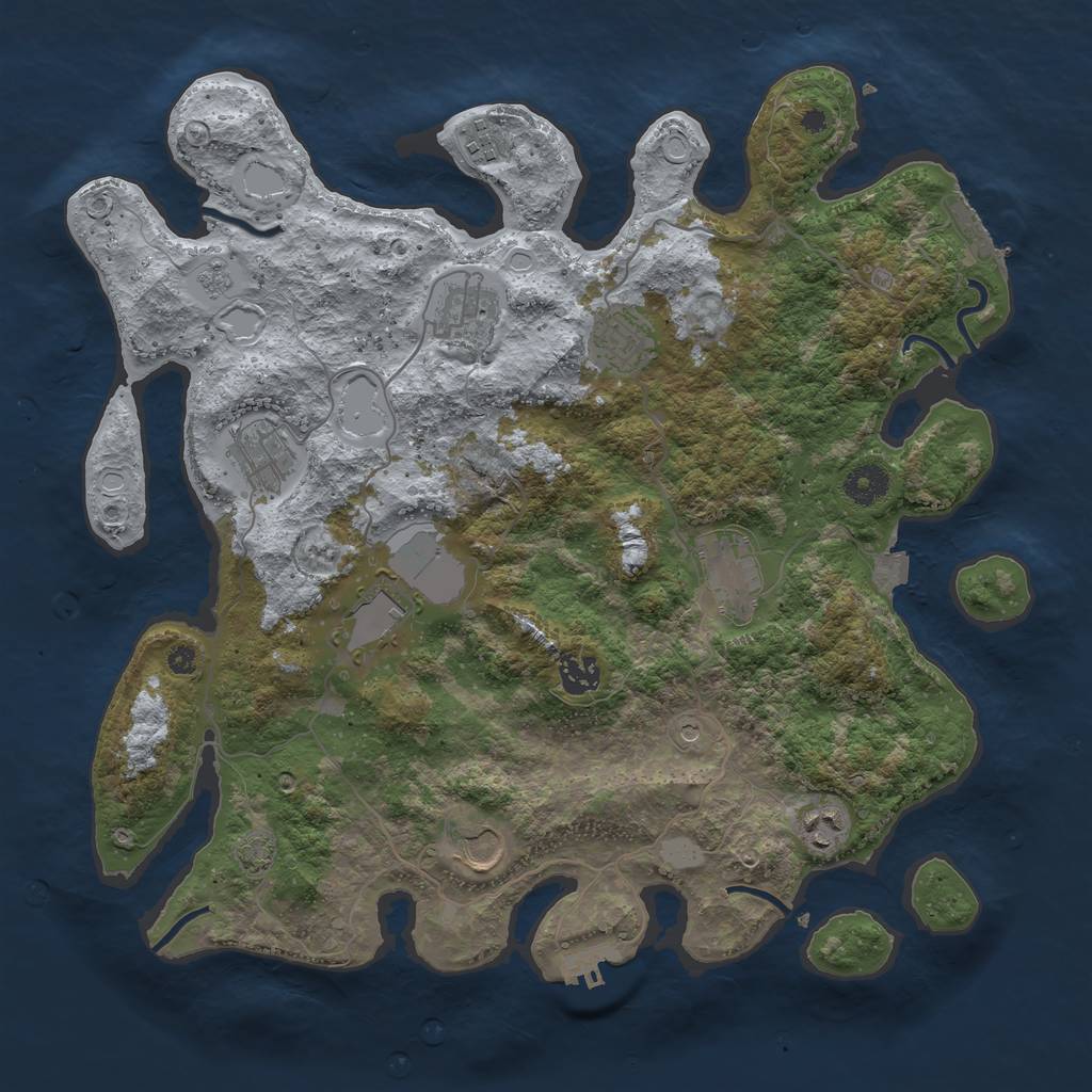 Rust Map: Procedural Map, Size: 3850, Seed: 50014487, 17 Monuments