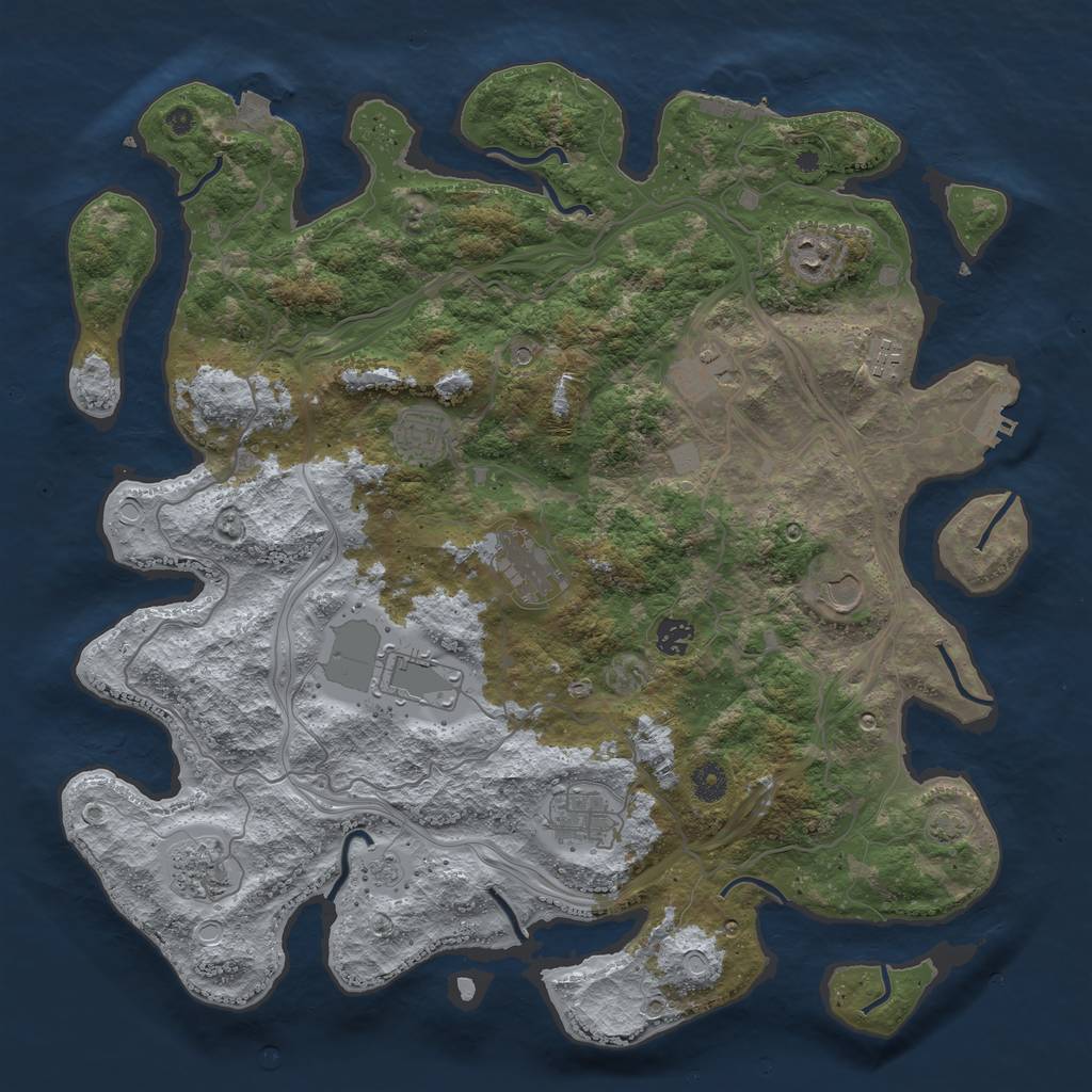 Rust Map: Procedural Map, Size: 4250, Seed: 1928197563, 18 Monuments