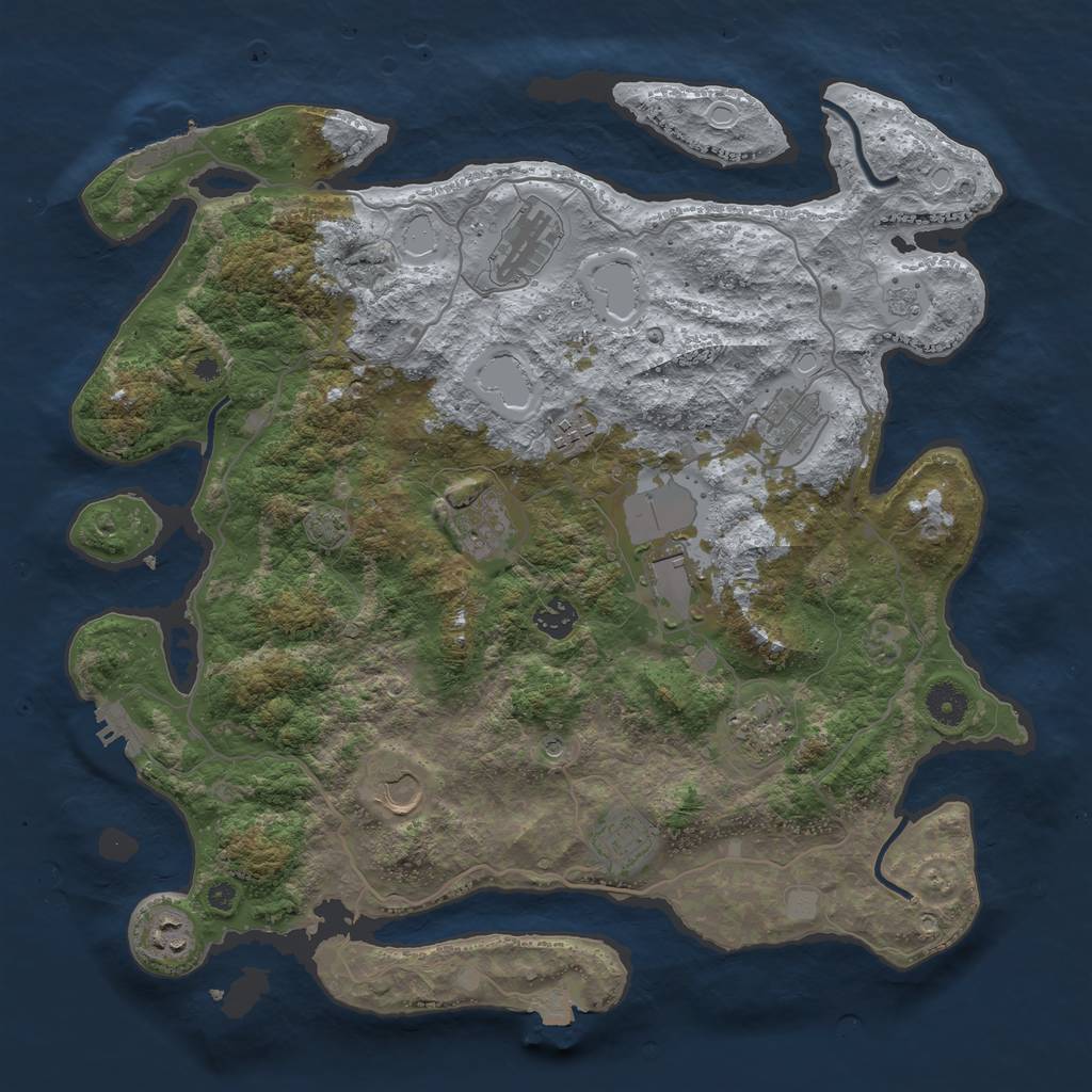 Rust Map: Procedural Map, Size: 4000, Seed: 409291154, 18 Monuments