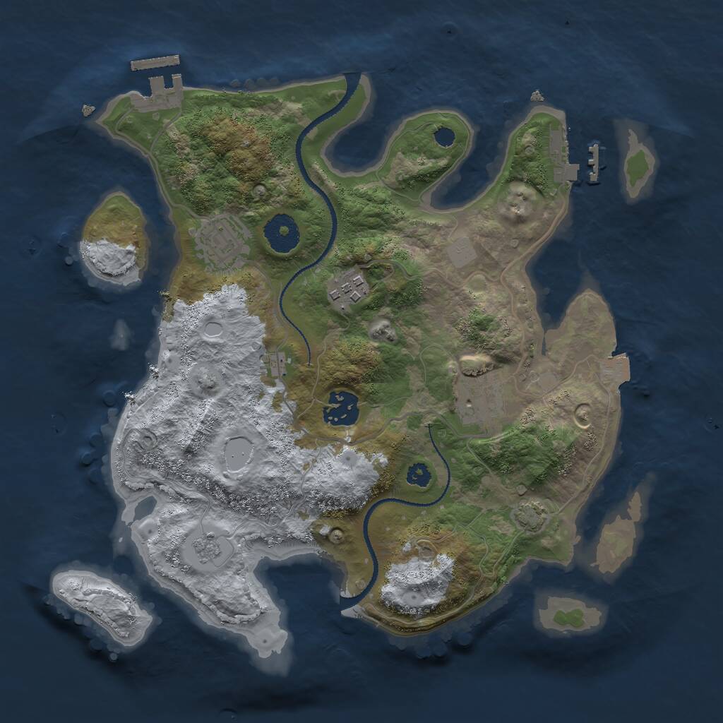 Rust Map: Procedural Map, Size: 3000, Seed: 532196320, 9 Monuments