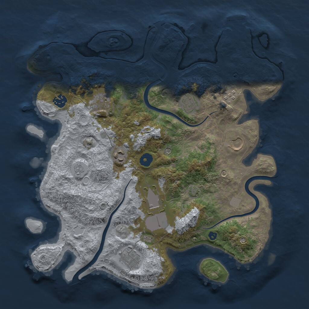 Rust Map: Procedural Map, Size: 3600, Seed: 48297533, 13 Monuments
