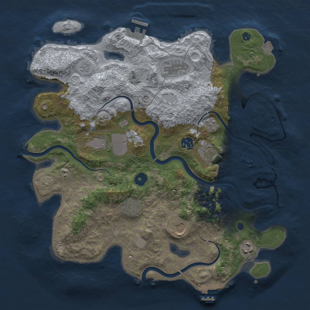 Rust Map: Procedural Map, Size: 3700, Seed: 863614640, 14 Monuments